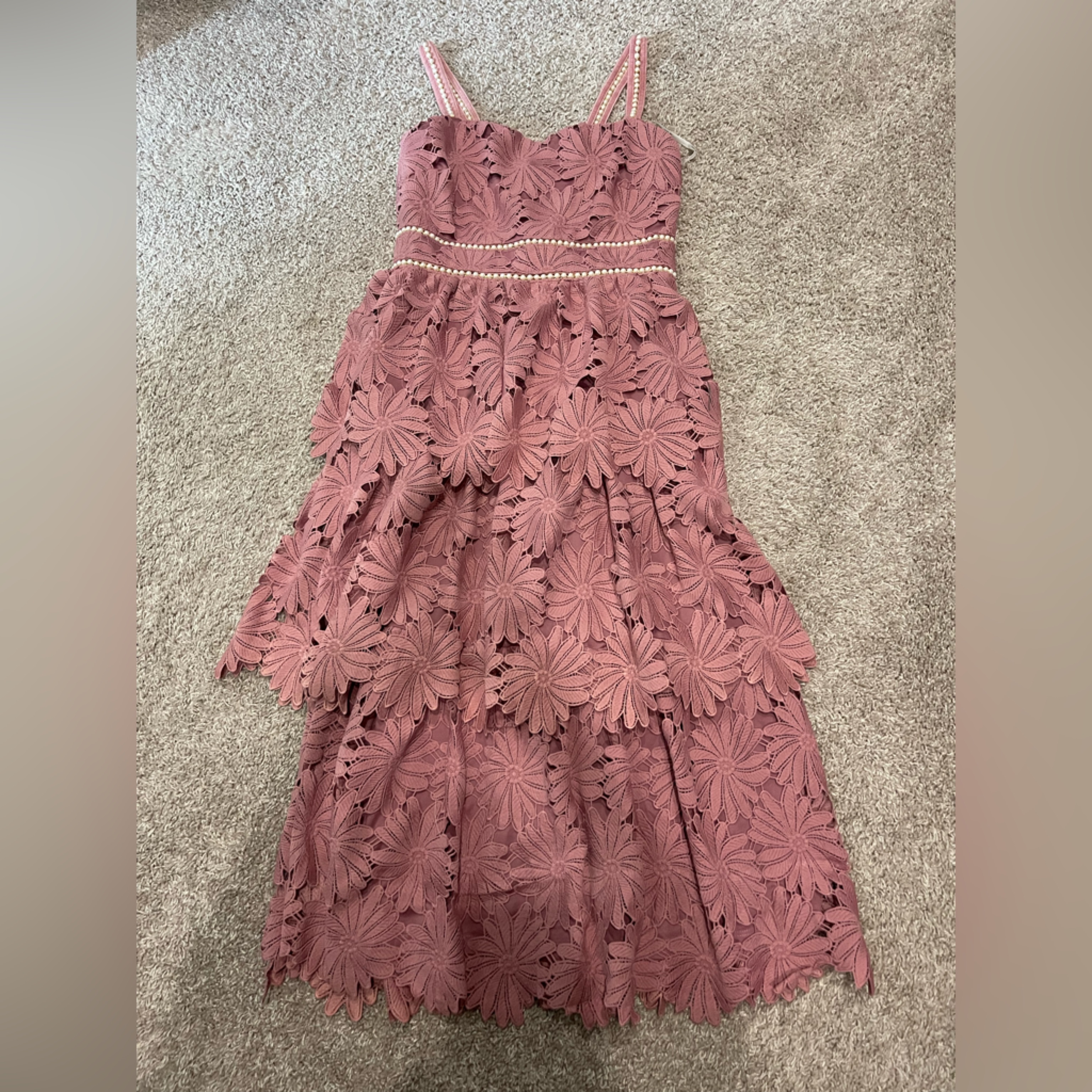 Just Me Dusty Pink Lace Dress